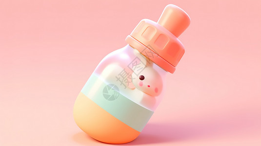 可爱的奶瓶3D图标背景图片