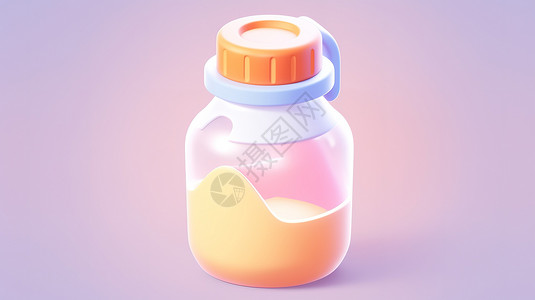 婴幼儿图标可爱的奶瓶3D图标插画