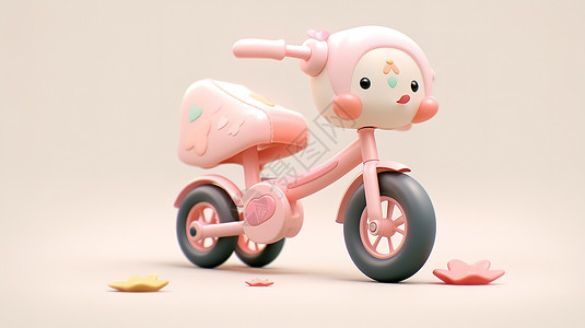 儿童平衡车儿童自行车3D图标插画