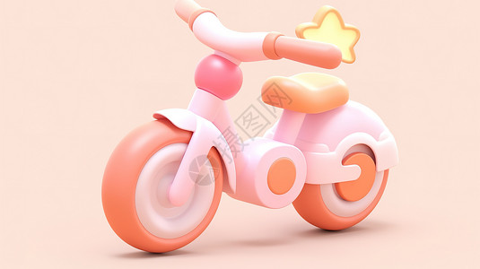 儿童平衡车可爱的儿童双轮自行车3D图标插画