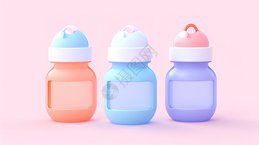 婴儿奶瓶卡通可爱背景图片