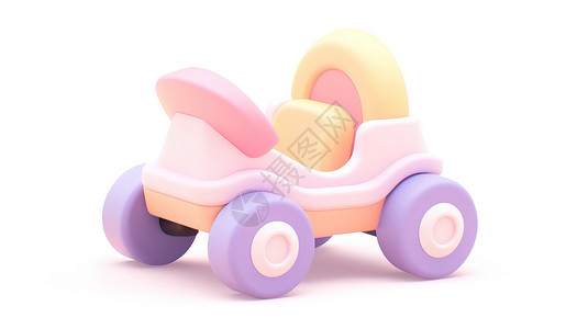 马卡龙儿童玩具车3D图标背景图片