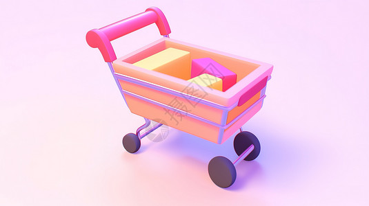 迷你榨汁机促销迷你粉色购物车卡通3D插画