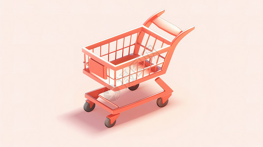 粉色购物车卡通3D迷你背景图片