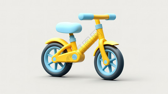 蓝色儿童平衡车3D图标插画