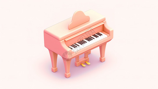 儿童粉色钢琴3D卡通图标背景图片