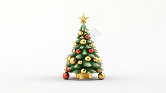 可爱迷你圣诞树3D图标插画