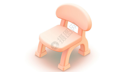 卡通可爱儿童小椅子3D图标背景图片