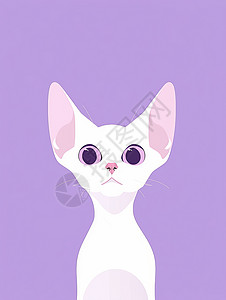 大眼睛漂亮的卡通白猫背景图片