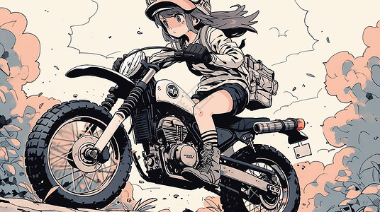 越野摩托车少女图片
