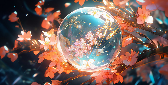 花朵水晶球背景图片