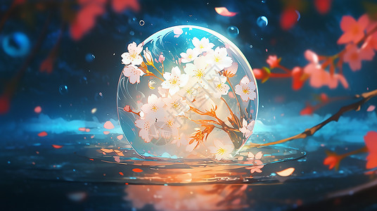 花朵魔法水晶球背景图片