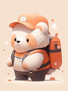 可爱的立体卡通小白熊背着书包高清图片