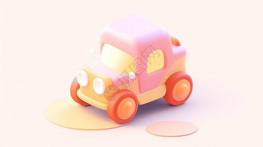 儿童可爱的玩具小汽车3D图标背景图片