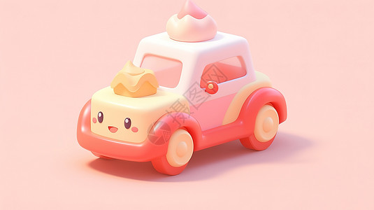 可爱儿童玩具小汽车3D图标背景图片