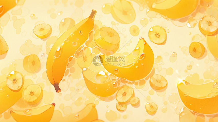 可爱诱人的黄色卡通香蕉水果图片