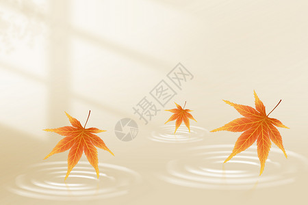 枫叶和水素材创意枫叶秋天背景设计图片