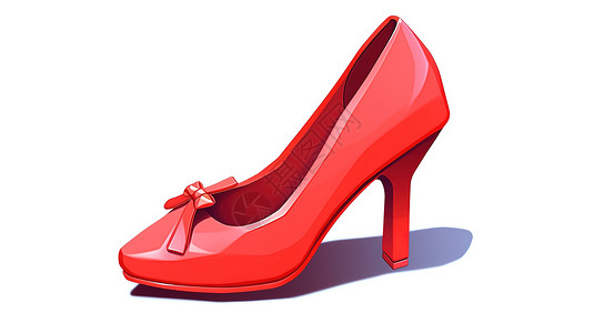女士红色卡通高跟鞋3D图标图片
