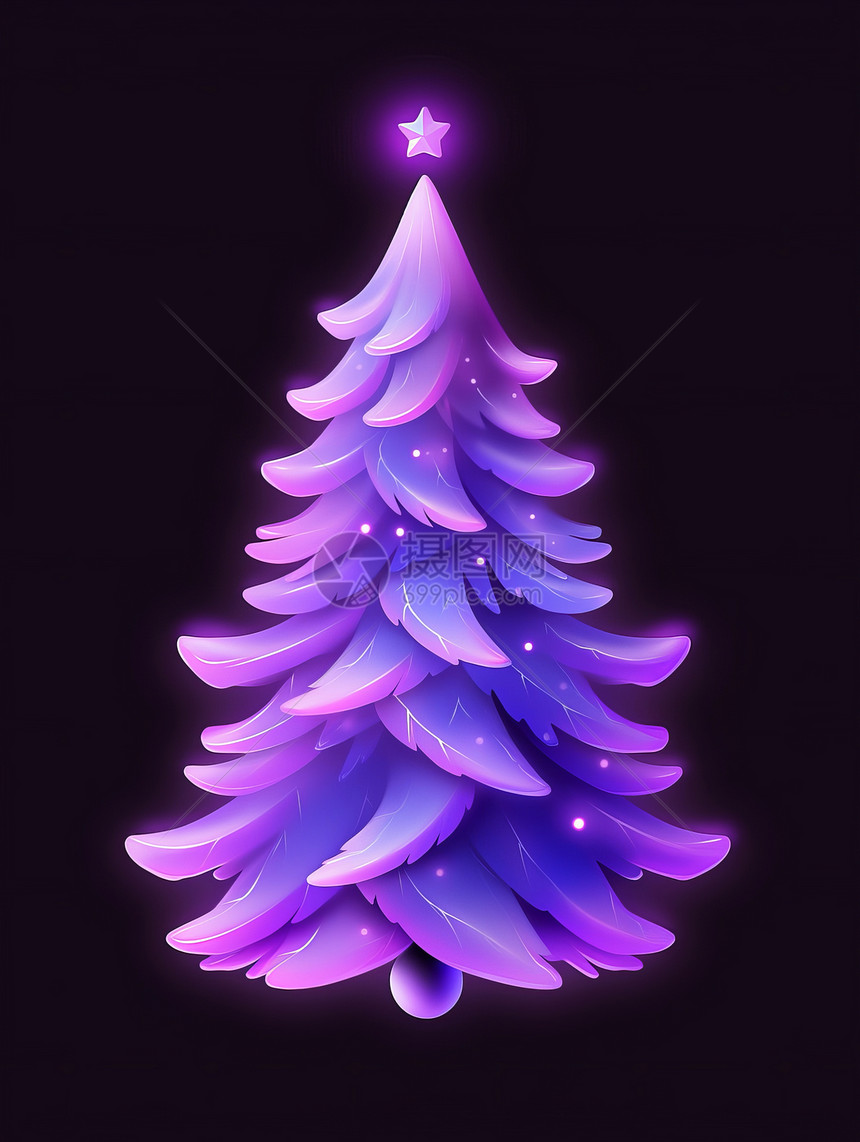 立体荧光紫色卡通圣诞树图片