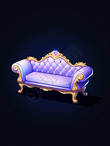 紫色可爱的卡通公主沙发高清图片