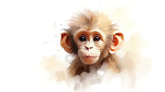 手绘小猴子中国传统十二生肖猴手绘风格插画