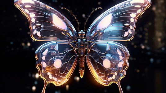 梦幻机械透明水晶蝴蝶背景图片