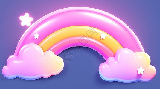 可爱彩虹3D卡通图标背景图片