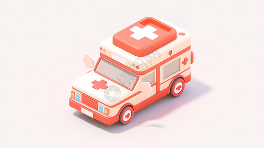 消防车卡通救护车3D卡通图标插画