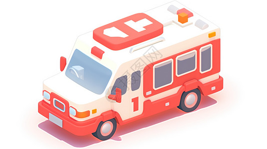 卡通救护车3D可爱图标背景图片