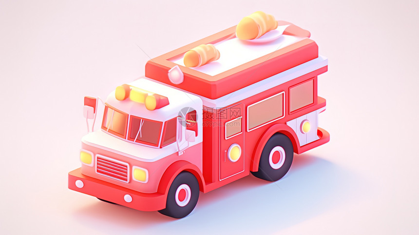 消防车3D卡通可爱图标图片