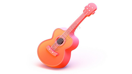 可爱的吉他3D图标背景图片