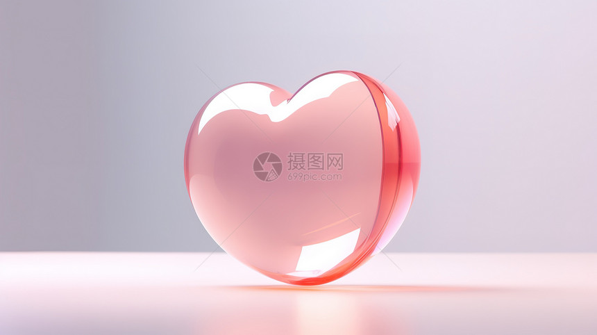 七夕情人节水晶透明爱心3D图标图片