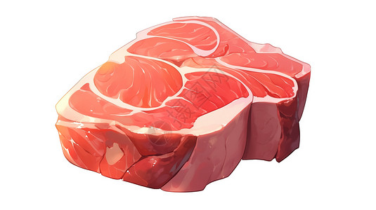 原切牛排卡通肉类3D图标插画