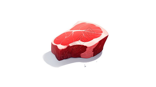 切好的猪肉肉类卡通3D图标插画