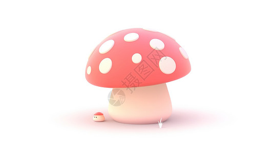 可爱卡通的蘑菇3D图标背景图片
