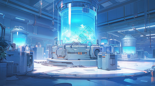 蓝色大桶液体科学卡通实验室背景图片