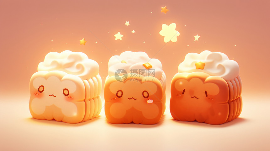 中秋节可爱的奶油卡通美食图片