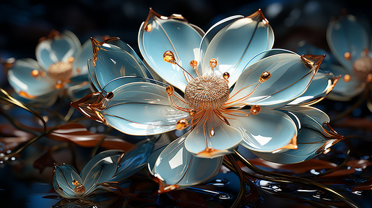 精致漂亮的超现实花朵背景图片