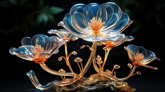 盛开透明花瓣的花朵背景图片