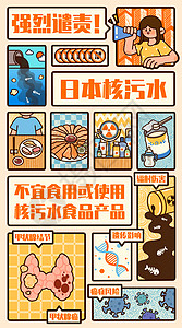 刺身日料海报日本核污水之对身体的危害宽屏插画插画