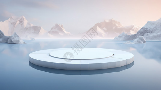 双十一易拉宝灰白简约冰川风格展台设计图片