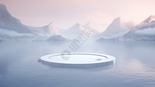 冰川湖泊简约浅蓝白相间冰川风格展台设计图片