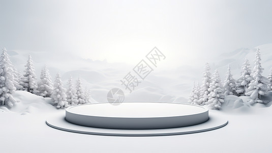 冬天雪景圣诞节电商产品展示台背景图片
