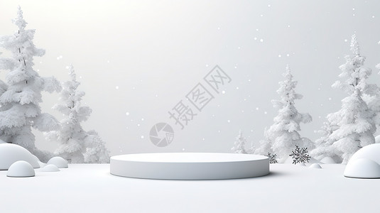 圣诞产品圣诞节冬天雪景电商产品展示台设计图片