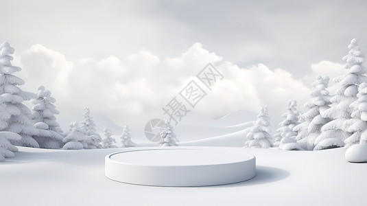 圣诞产品冬天雪景电商产品圣诞节展示台设计图片