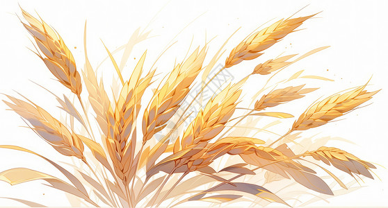 秋天一簇金黄色的卡通麦子图片