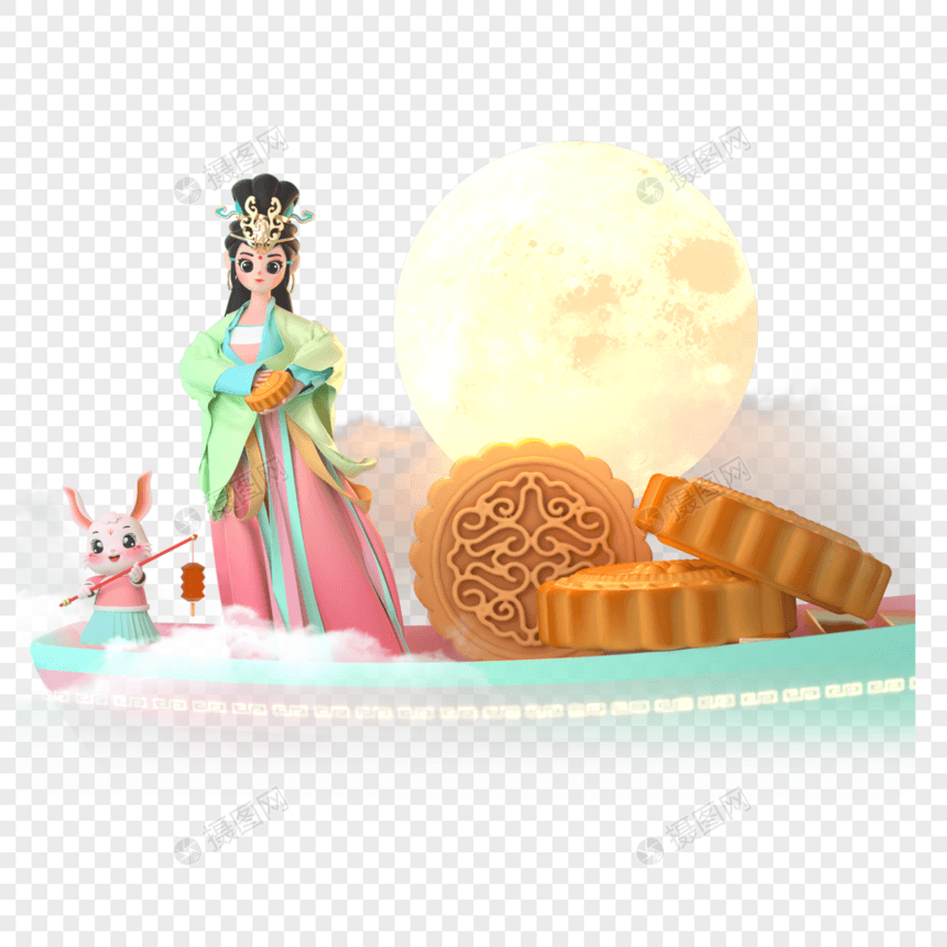 中秋节嫦娥与月饼图片