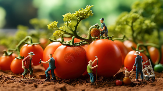 创意农产品蔬菜番茄微观创意小人图片