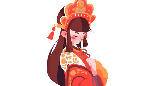 女孩穿着京剧服饰插画图片