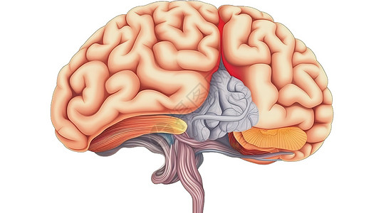 立体人脑解剖插图创意概念图背景图片